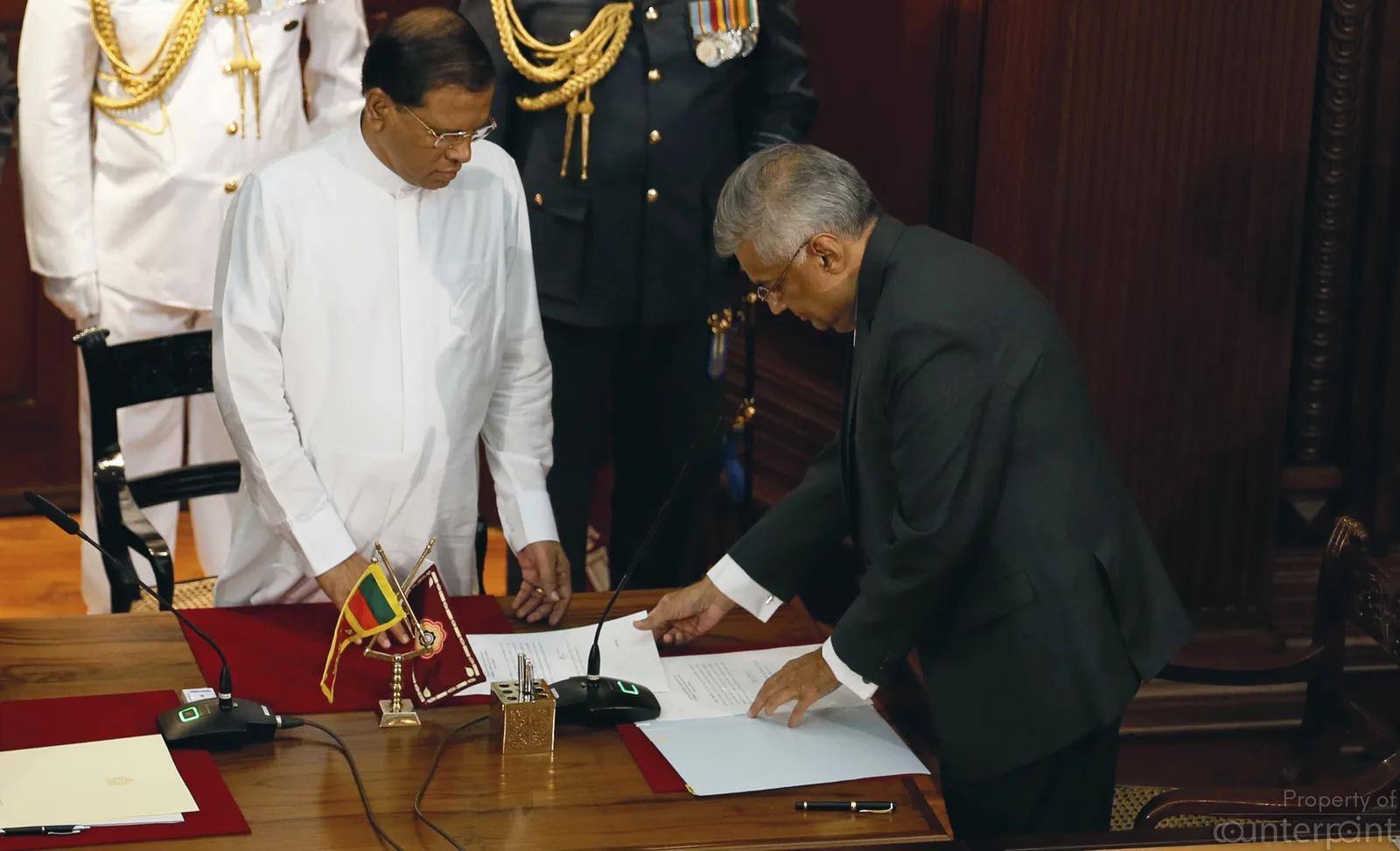 2015, newly appointed Prime Minister Ranil Wickremesinghe with Sri Lanka's President Maithripala Sirisena .