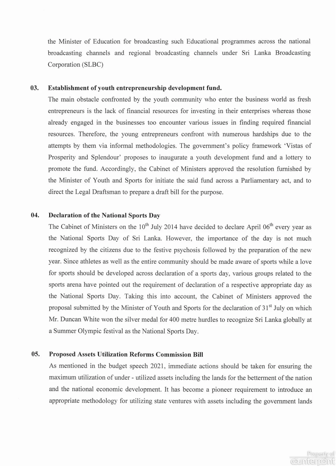 02 Cabinet Decision on 23.03