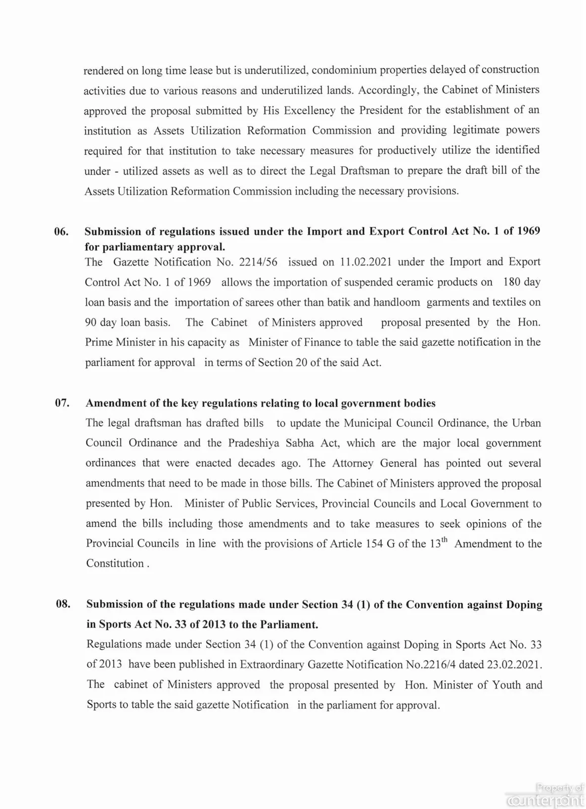 03 Cabinet Decision on 23.03