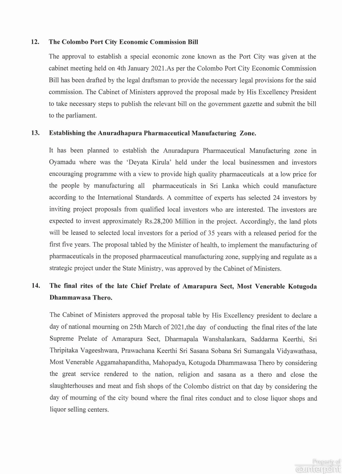 05 Cabinet Decision on 23.03